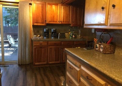 Photo of the kitchen cupboards and counters